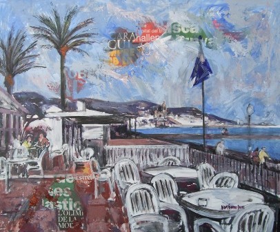 &quot;Terraza en Sitges&quot;, mixta s / t, 60 x 73 cm.